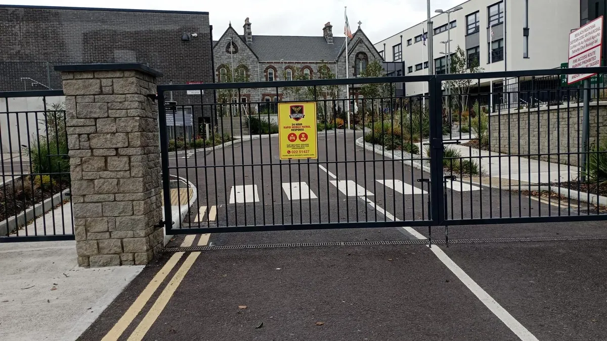 Guard Force Security signage at a commercial property entrance in North Cork