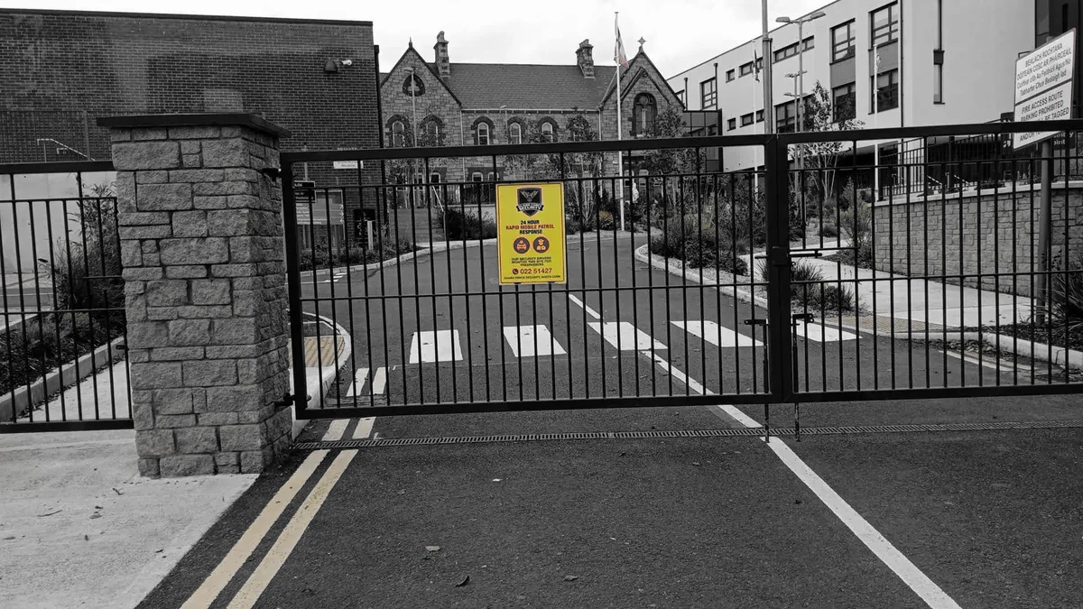 Guard Force Security signage at a commercial property entrance in North Cork