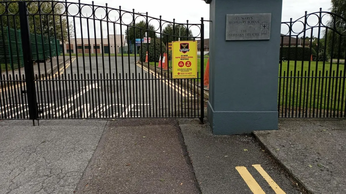 Guard Force Security patrol signage at St Mary's Secondary School, Mallow